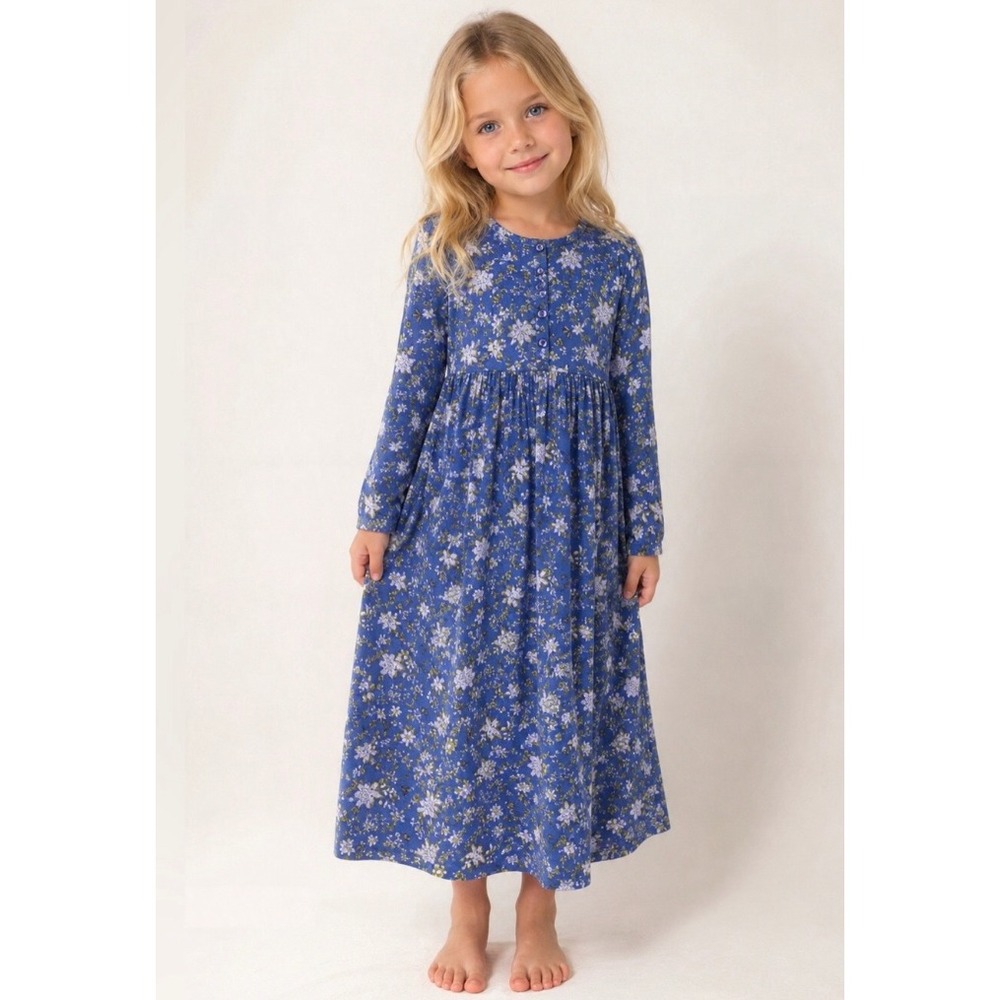April Cornell Blue Floral Dress Prairie Cottagecore Girls 3 4 Boho Heirloom